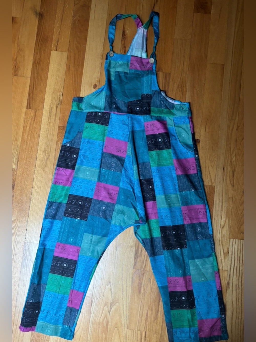 Colorblock Patchwork Harem Overalls